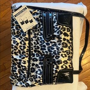 Alfred Dunner Black and White Animal Print Crossbody Bag